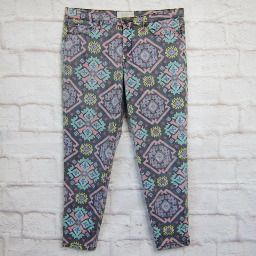 Rachel Roy Denim Jeans Size 31 Skinny Ankle Zip Pants Tribal Aztec Print